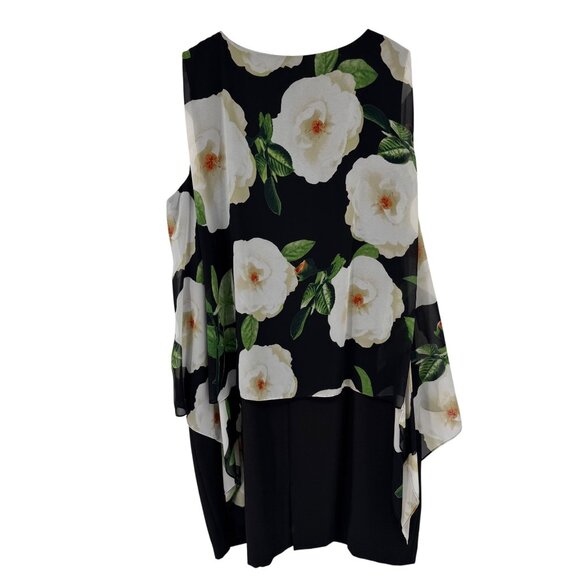 Tahari Arthur S. Levine Floral Layered Sleeveless Dress 20W Black  White plus - Picture 8 of 14